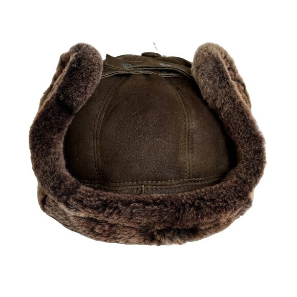 Real Shearling Sheepskin Leather Trapper Hat | Aviator Winter Hat | Ushanka - Picture 5 of 9